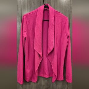 White Birch Pink Draped Open Front Blazer